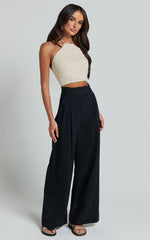 Bette Pants - High Waisted Wide Leg Pants in Black
