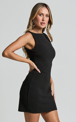 Bindi Boat Neck Bodycon Mini Dress in Black