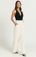 Bonnie Pants - High Waisted Tailored Wide Leg Pants in Bone