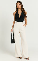 Bonnie Pants - High Waisted Tailored Wide Leg Pants in Bone