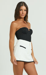 Brigitte Bodysuit - Sweetheart Paneled Bodysuit in Black