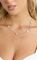 Britt Multi Clover Pendant Necklace in Gold