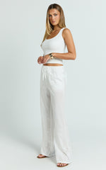Carley Pants - Embroidered Relaxed Wide Leg Pants in White