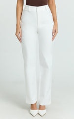 Carolyn Pants - High Waist Slim Straight Leg Tailored Pants in Off White