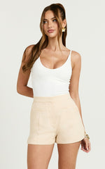 Carter Short - A Line  Linen Welt Pocket Shorts in Sand
