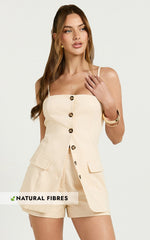 Carter Short - A Line  Linen Welt Pocket Shorts in Sand