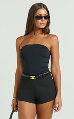 Cassandra Shorts - High Waisted Fitted Micro Shorts in Black