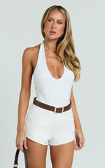 Cassandra Shorts - High Waisted Fitted Micro Shorts in White