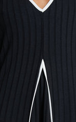 Cathleen Midi Dress - Ribbed Sleeveless Low Back Dress in Black