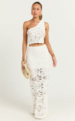 Charlene Maxi Skirt - Crochet Fit And Flare Skirt in White
