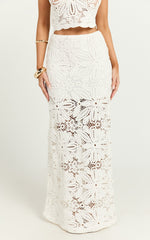 Charlene Maxi Skirt - Crochet Fit And Flare Skirt in White