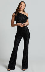 Christina Pants - Mid Waist Burnout Pants in Black