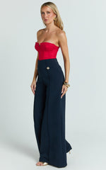 Clara Pants - High Waisted Wide Leg Pants in Navy