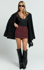 Clara Skort - Pinstripe Skort in Brown Stripe