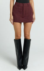 Clara Skort - Pinstripe Skort in Brown Stripe