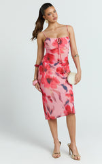 Claudia Maxi Skirt - Floral Bias Cut Skirt in Pink Floral