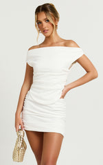 Cleo Mini Skirt - Mid Waisted Gathered Skirt in White