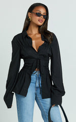 Cody Shirt - Ruched Detail Scrunch Shirt in Black