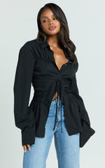 Cody Shirt - Ruched Detail Scrunch Shirt in Black