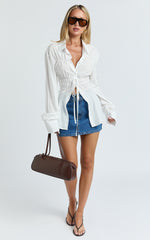 Cody Shirt - Ruched Detail Scrunch Shirt in White