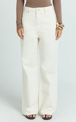 Cole Jeans - High Waist Relaxed Wide Leg Recycled Denim Jeans in Ecru