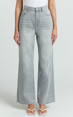 Cole Jeans - High Waist Relaxed Wide Leg Recycled Denim Jeans in Grey
