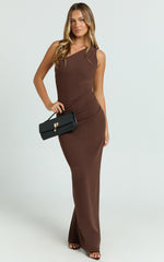 Criselda Maxi Dress - One Shoulder Maxi Dress in Chocolate