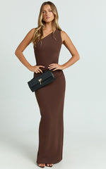 Criselda Maxi Dress - One Shoulder Maxi Dress in Chocolate