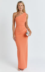 Criselda Maxi Dress - One Shoulder Maxi Dress in Orange