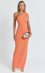 Criselda Maxi Dress - One Shoulder Maxi Dress in Orange