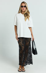 Dahlia Midi Skirt - Lace Skirt in Black