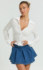 Dahlia Top - Long Sleeve Fitted Shirt in White