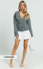 Danielle Mini Skirt - High Waist Pleated Knit Skirt in Cream