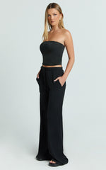 Davie Pants - High Waisted Wide Leg Pants in Black