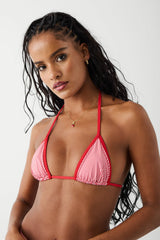 Nick Triangle Gingham Bikini Top - Ladybug Gingham