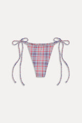Tia Skimpy String Bikini Bottom - Americana Plaid