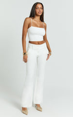 Elliot Pants - Mid Rise Pinstripe Bootleg Pants in Cream Plain