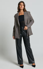 Elviera Pants - High Waisted Faux Leather Cargo Pants in Black