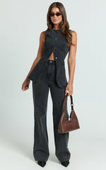Emman Jeans - High Waisted Cotton Wide Leg Denim Jeans in Black