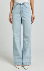 Emman Jeans - High Waisted Cotton Wide Leg Denim Jeans in Sunday Blue