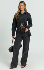 Faharra Shirt - Recycled Cotton Denim Shirt in Black