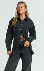 Faharra Shirt - Recycled Cotton Denim Shirt in Black