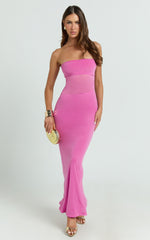 Fatima Maxi Dress - Bodycon Strapless Dress in Fuchsia