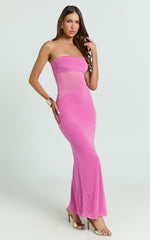Fatima Maxi Dress - Bodycon Strapless Dress in Fuchsia