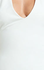 Feliz Mini Dress - Plunge Halter Low Back Dress in White