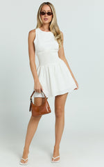 Fhelley Mini Dress - Shirred Waist Dress in White