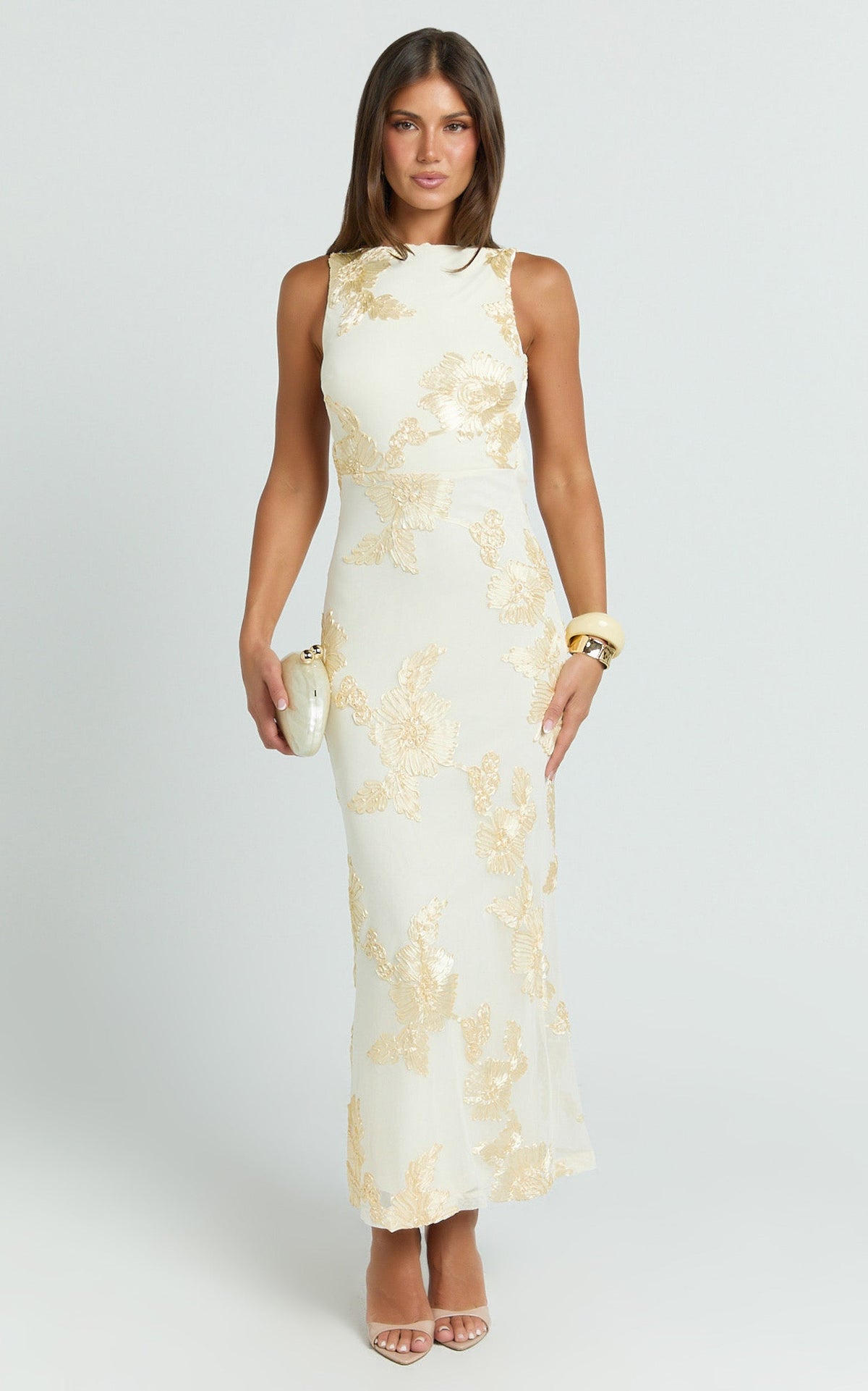 Freya Maxi Dress - Boat Neck Backless Dress in Yellow