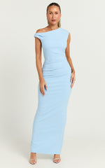 Genie Maxi Dress - Off The Shoulder Dress in Baby Blue
