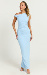 Genie Maxi Dress - Off The Shoulder Dress in Baby Blue