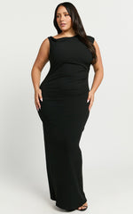 Genie Maxi Dress - Off The Shoulder Dress in Black